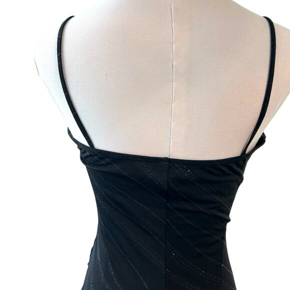 Black w/ Sparkly Striped Design VTG CLUB NEO USA Dress Size Sm Bodycon Y2K - Picture 3 of 10